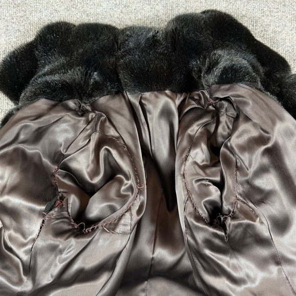 Vintage Borgana Brown Faux Fur Mid Length Double Breased Pea Coat Women’s Medium - Picture 6 of 14